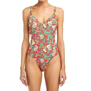 Robin Piccone Bibi Side-Cut Out Floral One-Piece Swimsuit 4 Small